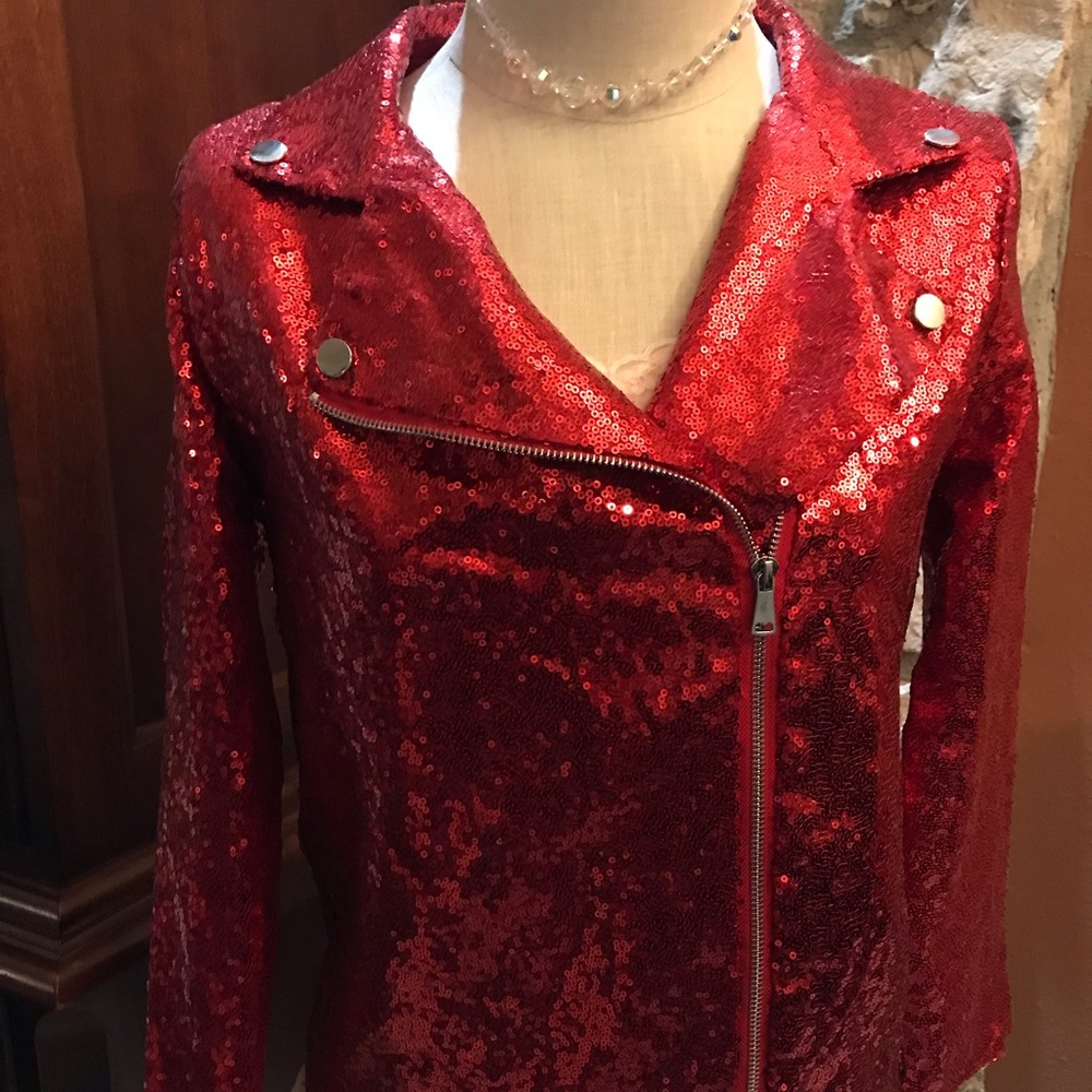 Red sequined lined jacket